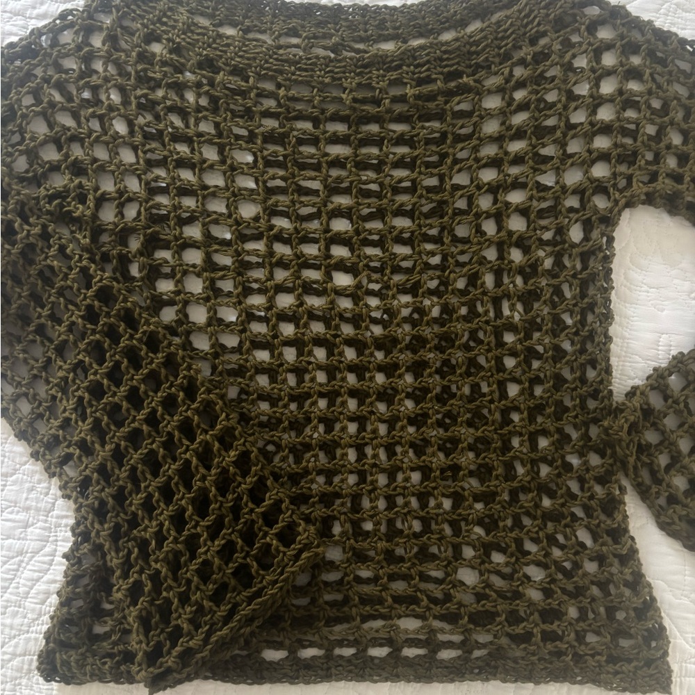 Olive Green Crochet Sweater